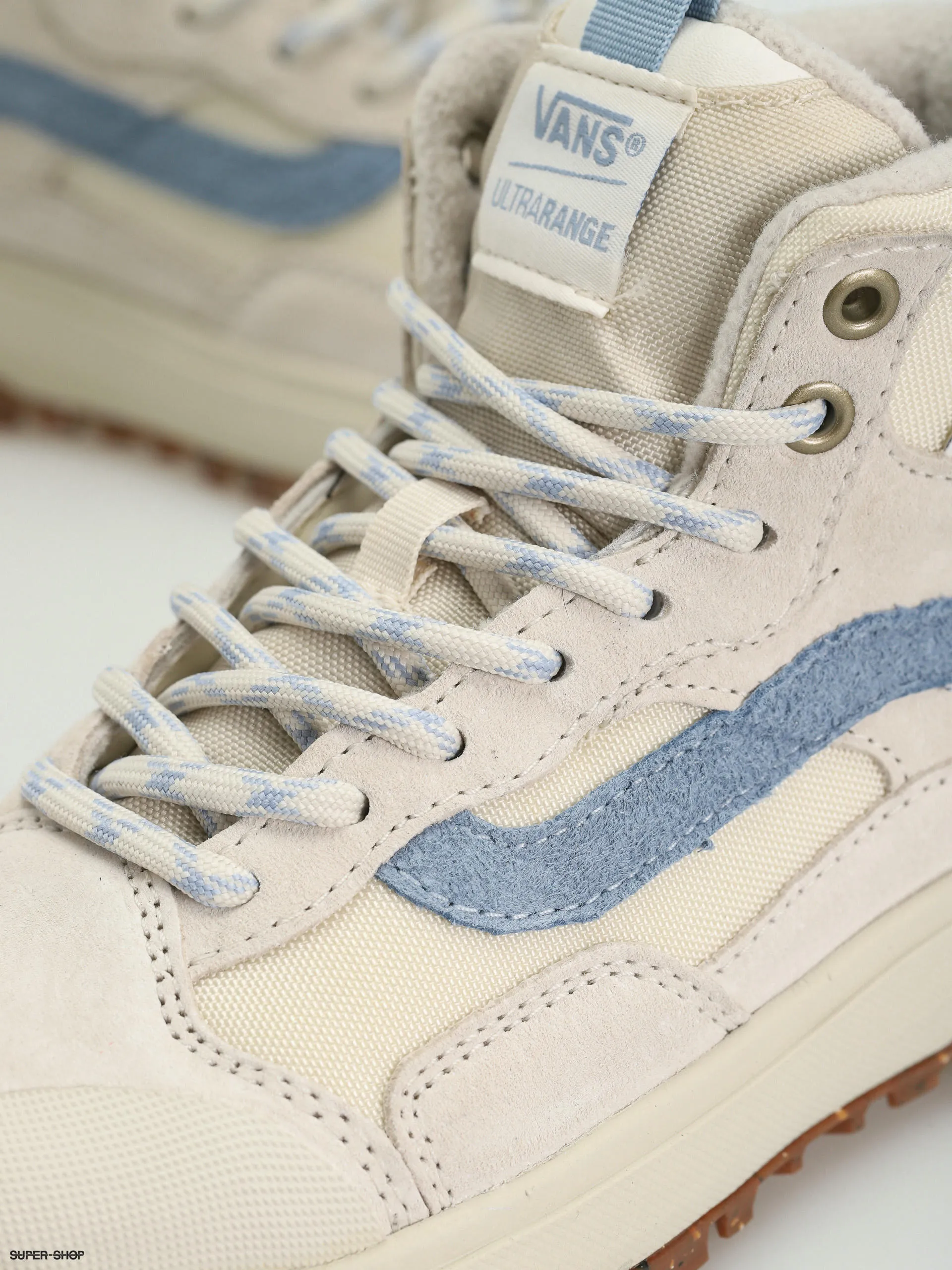 Vans Ultrarange Exo Hi MTE 1 Vintage White and Blue Stripe Shoes