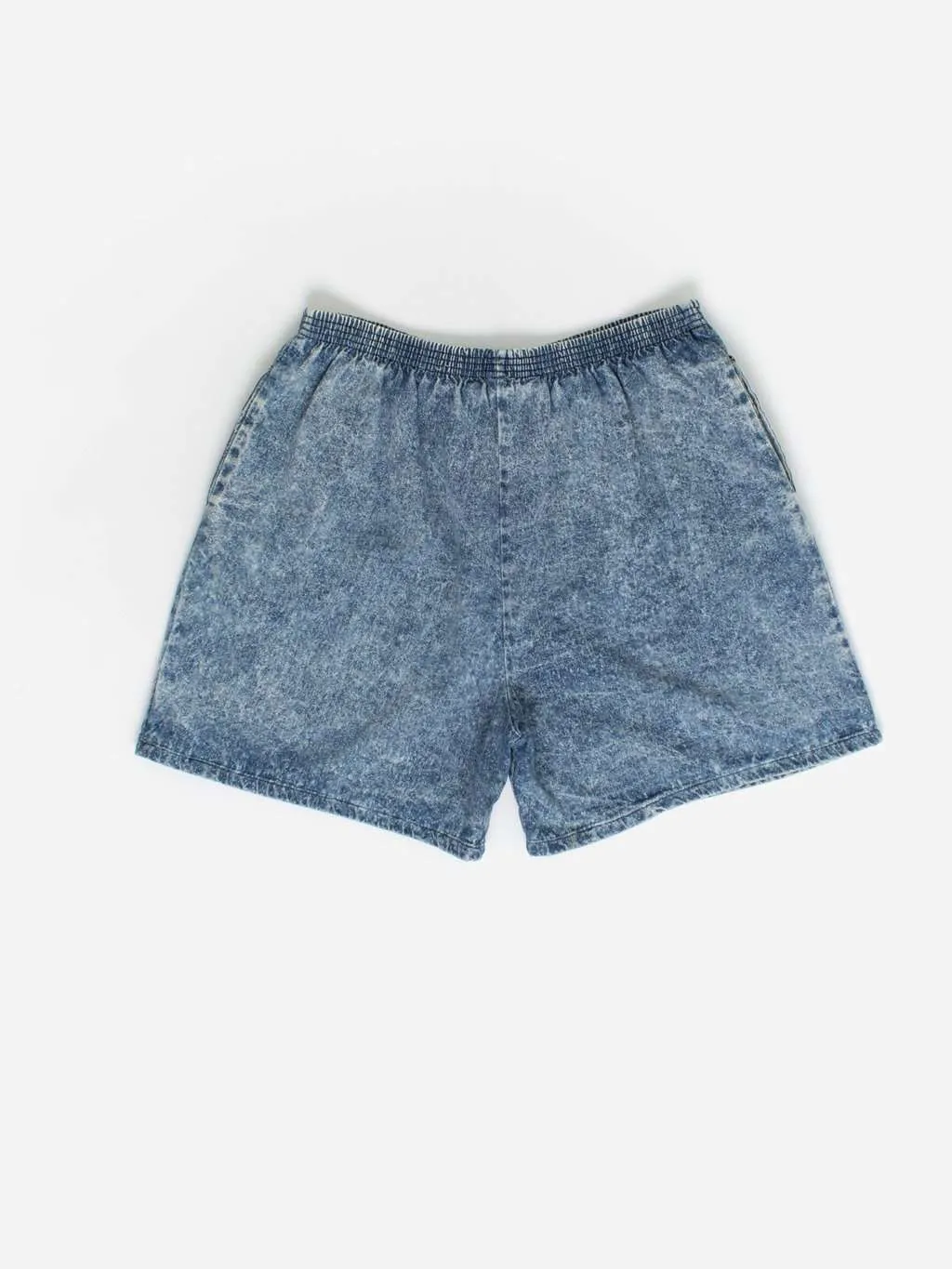 Stylish 80s Acid Wash Denim Shorts with Gem Studded Pockets - Large