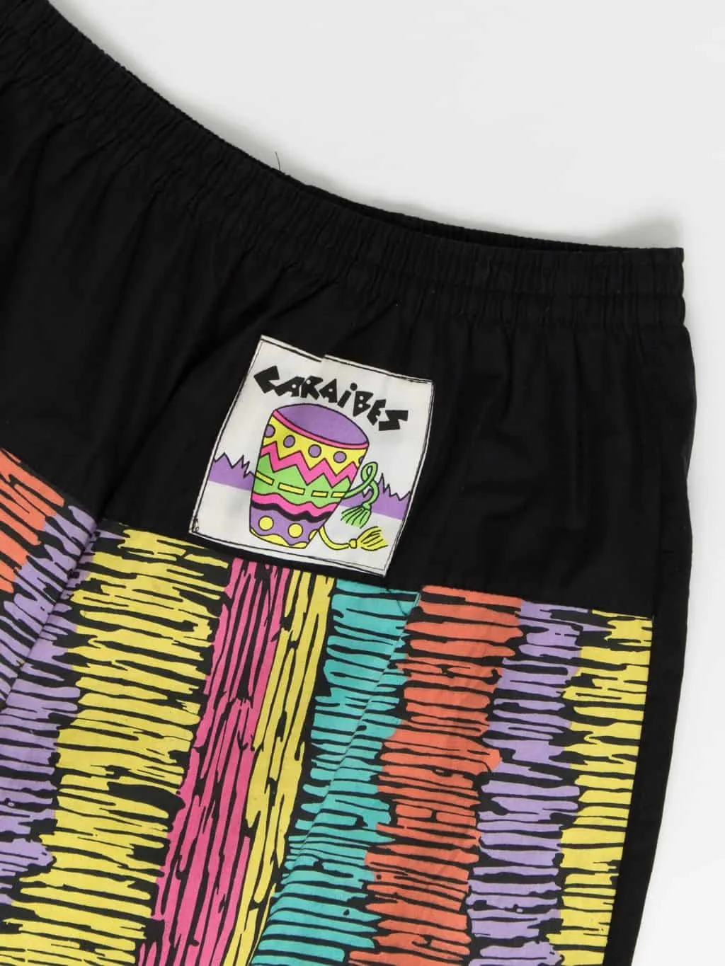 Vintage 80s Caribbean Shorts with Neon Pattern - Medium/Large