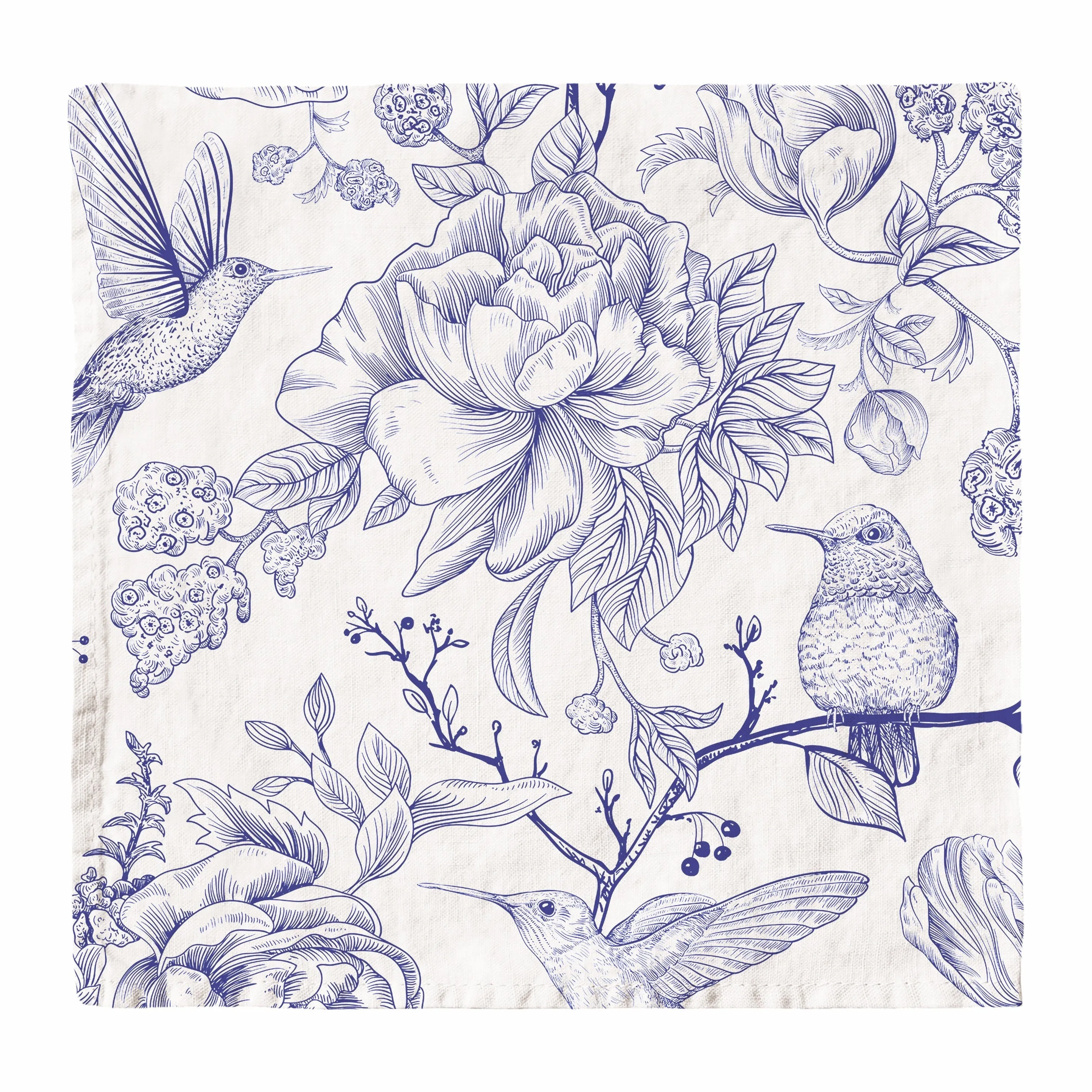 French Toile de Jouy Print Linen Fabric by the Yard for Bedding, Curtains, Clothing.