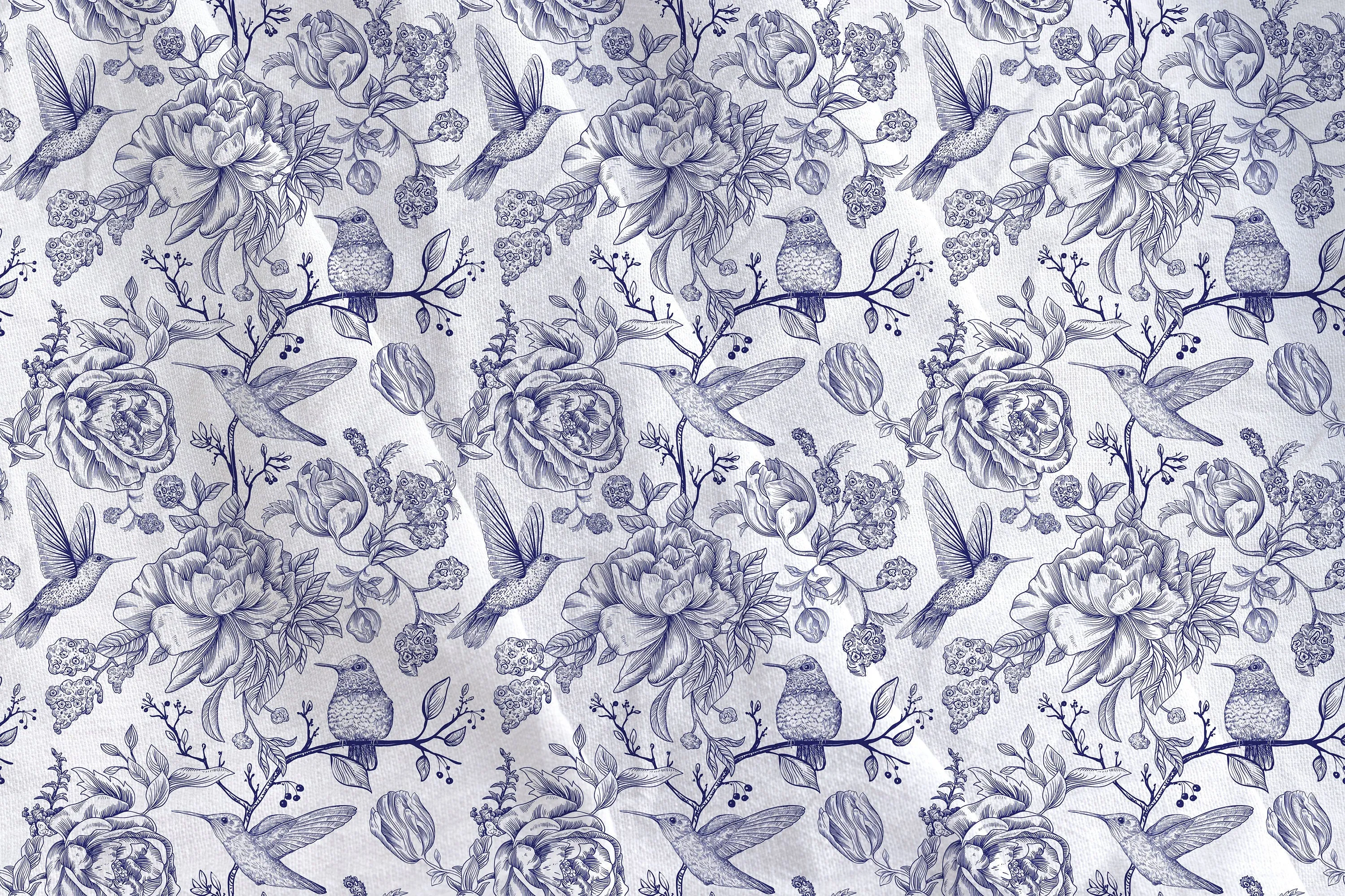 French Toile de Jouy Print Linen Fabric by the Yard for Bedding, Curtains, Clothing.