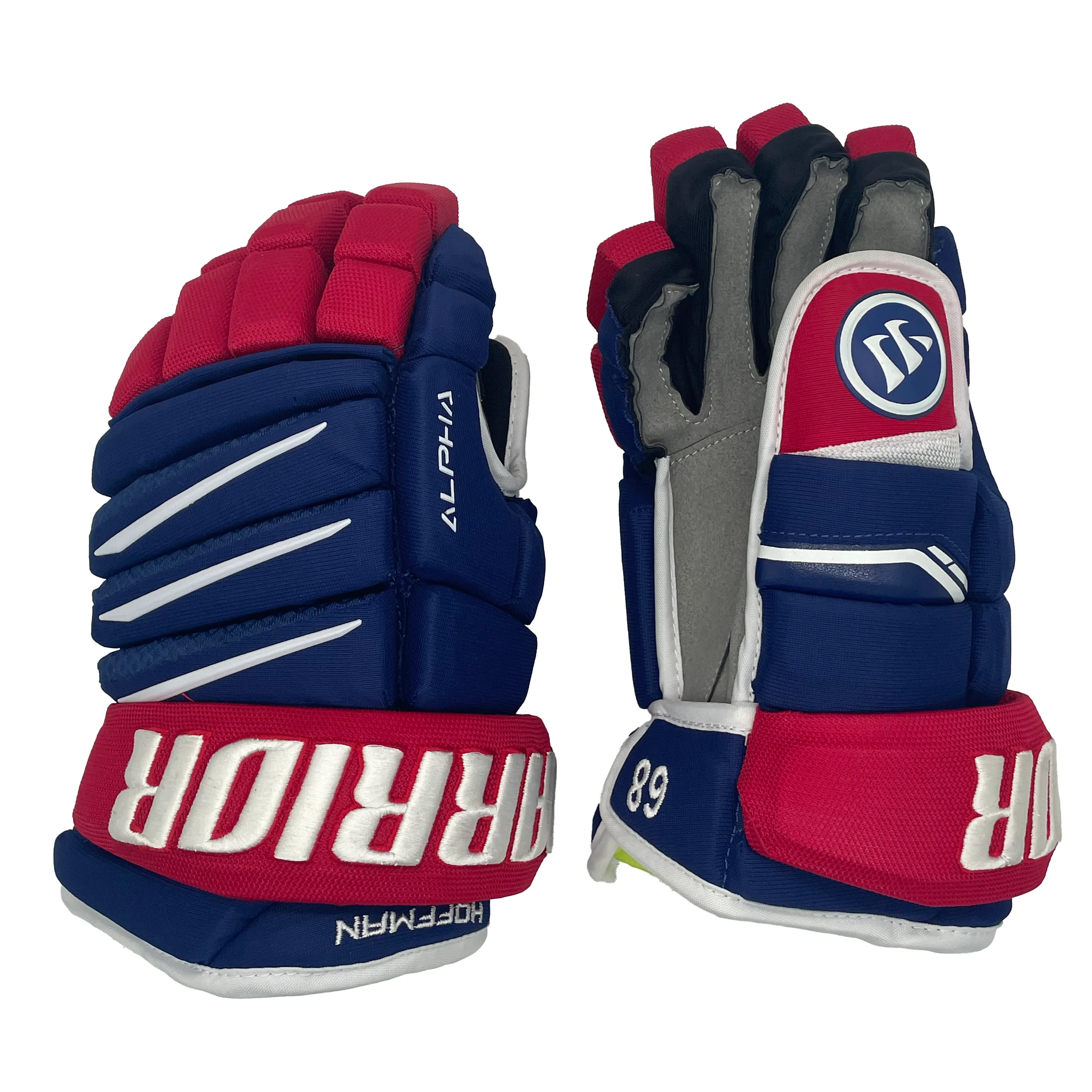 Warrior Alpha QX NHL Pro Stock Glove Mike Hoffman Blue Red White