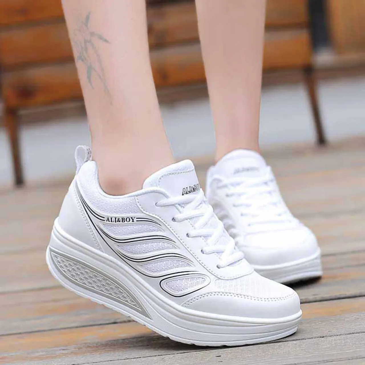 White Black Flame Leather Sneaker