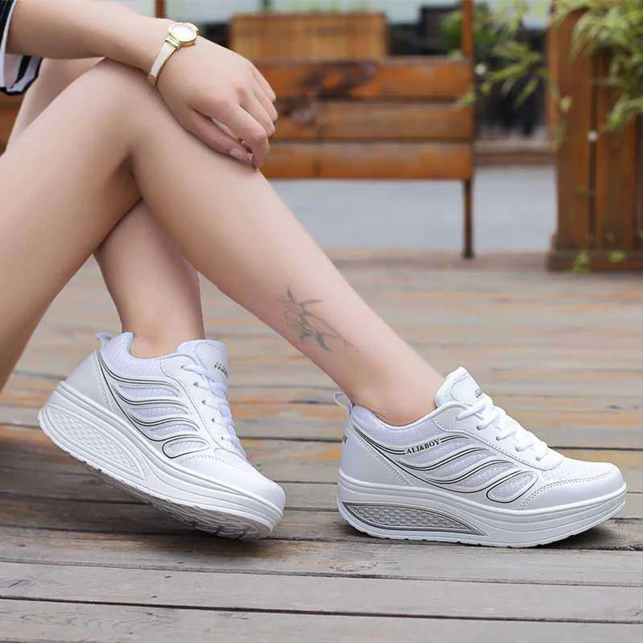 White Black Flame Leather Sneaker