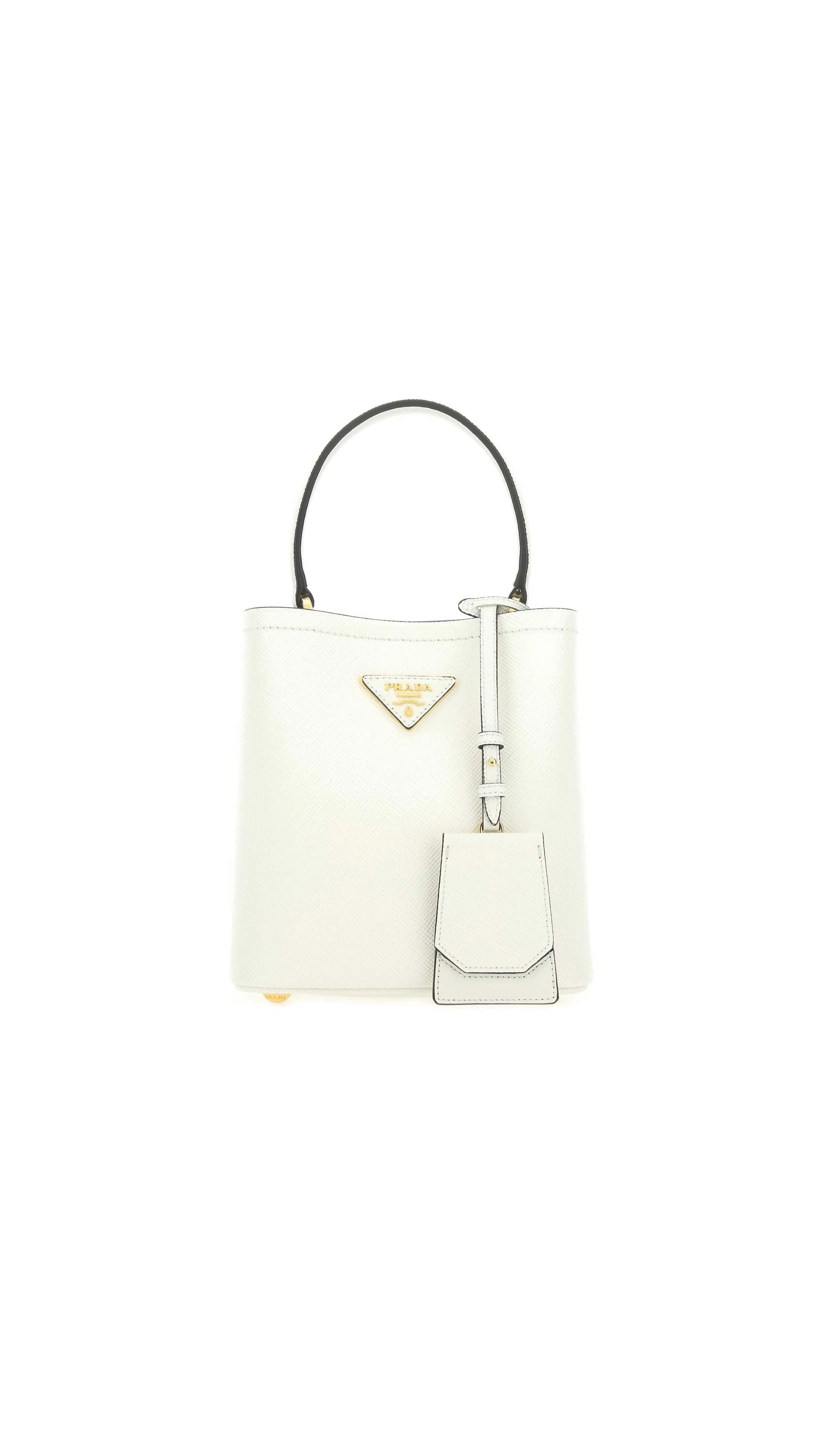 White Saffiano Leather Panier Bag