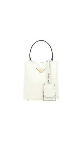 White Saffiano Leather Panier Bag