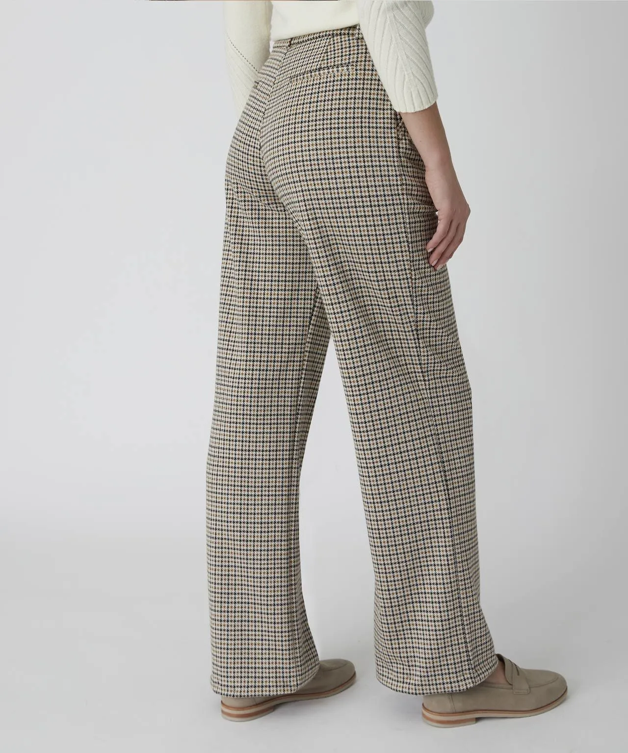 Wide-leg Stretch Checkered Trousers for Comfort