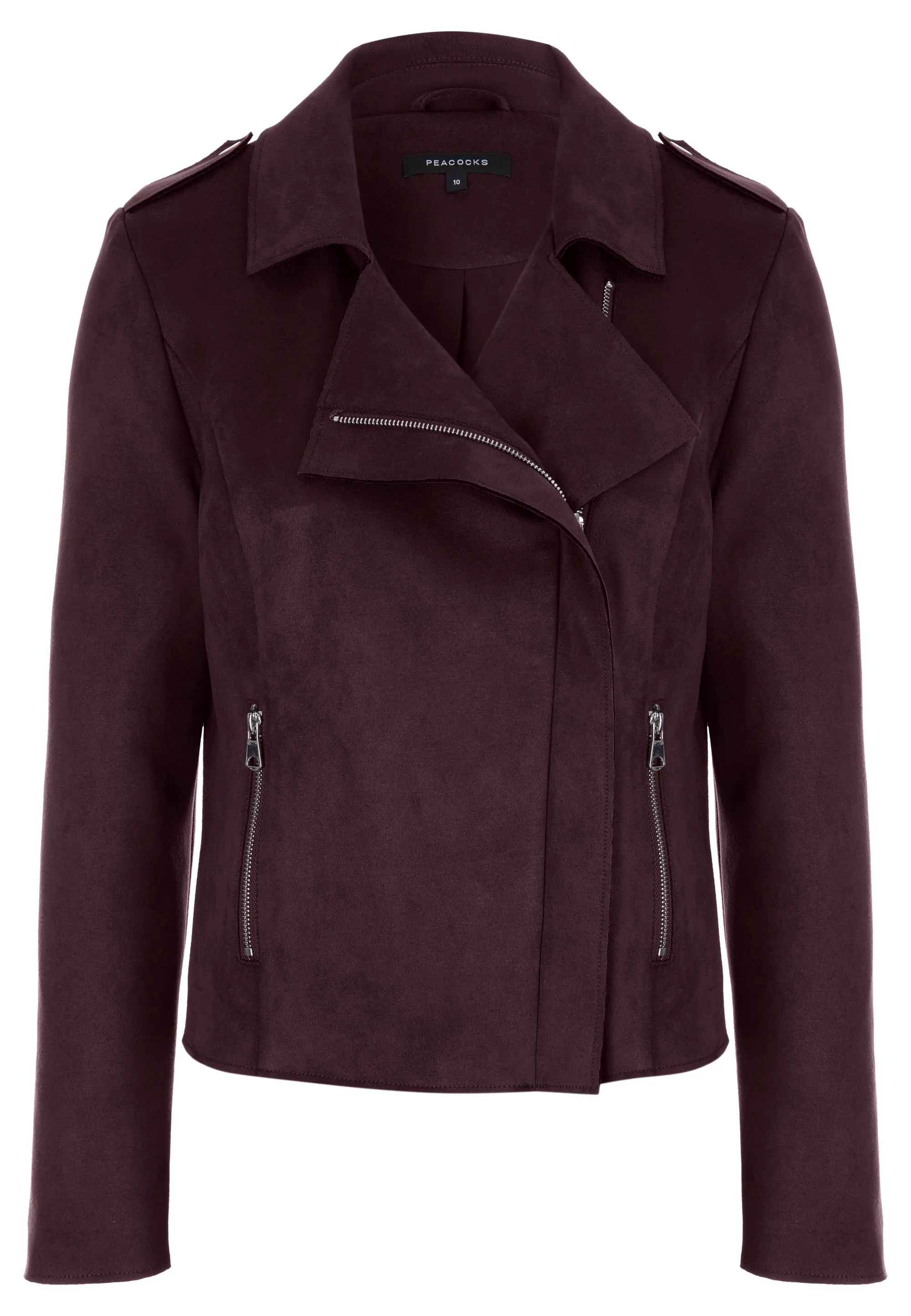 Women's Burgundy Suedette Motorcycle Jacket