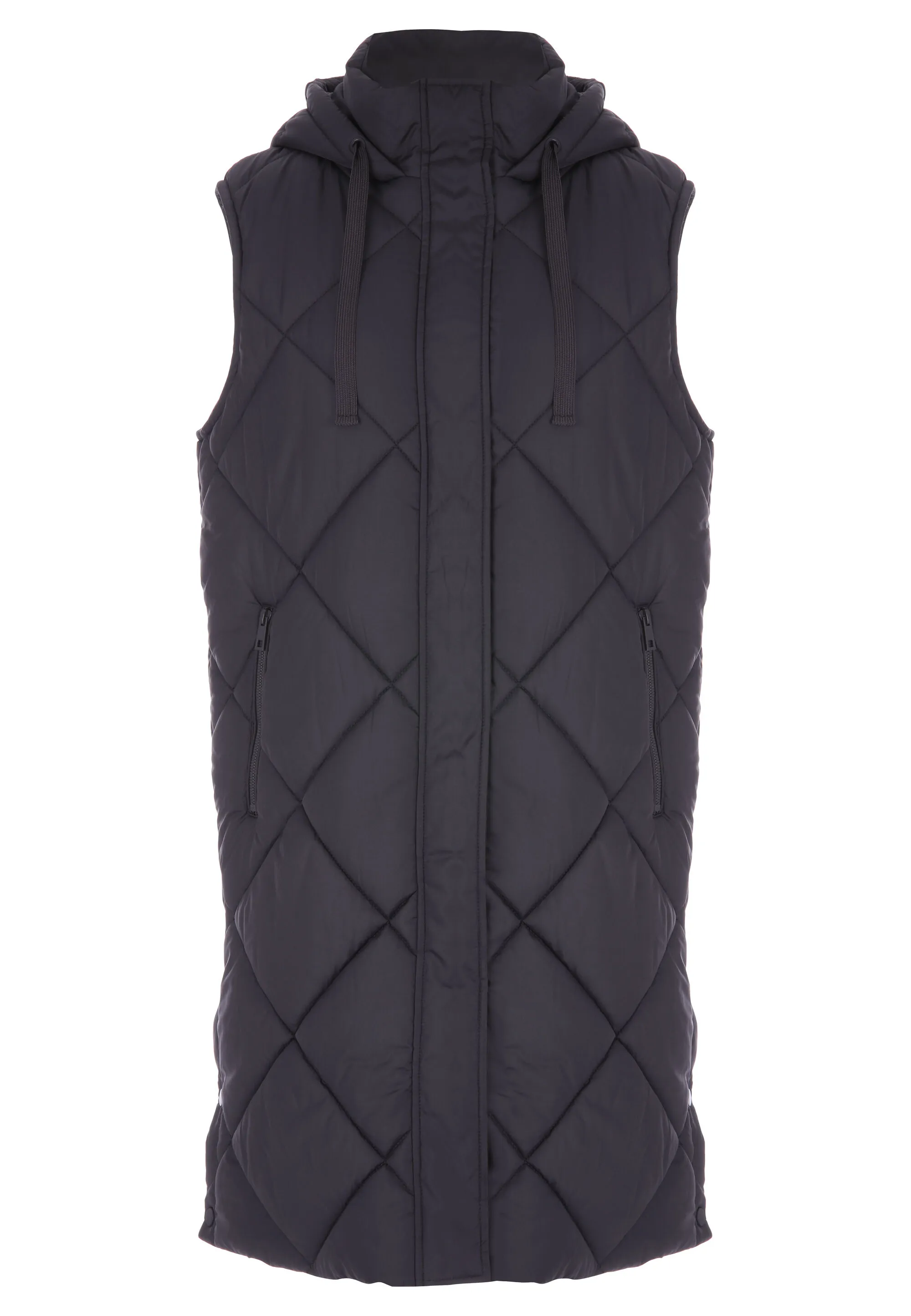 Charcoal Diamond Quilted Gilet Jacket for Women