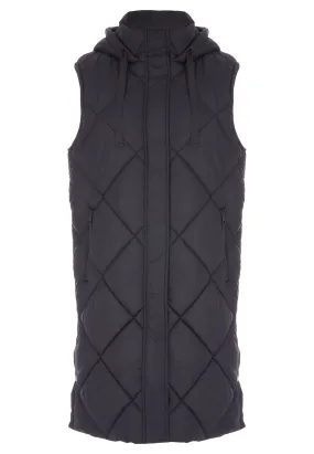 Charcoal Diamond Quilted Gilet Jacket for Women