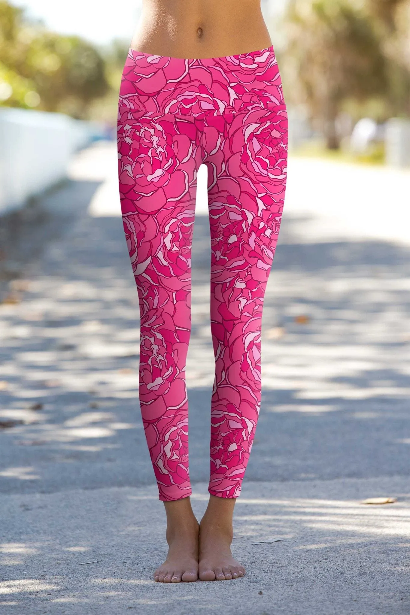 Women's Peony Blaze Lucy Pink Floral Leggings for Performance