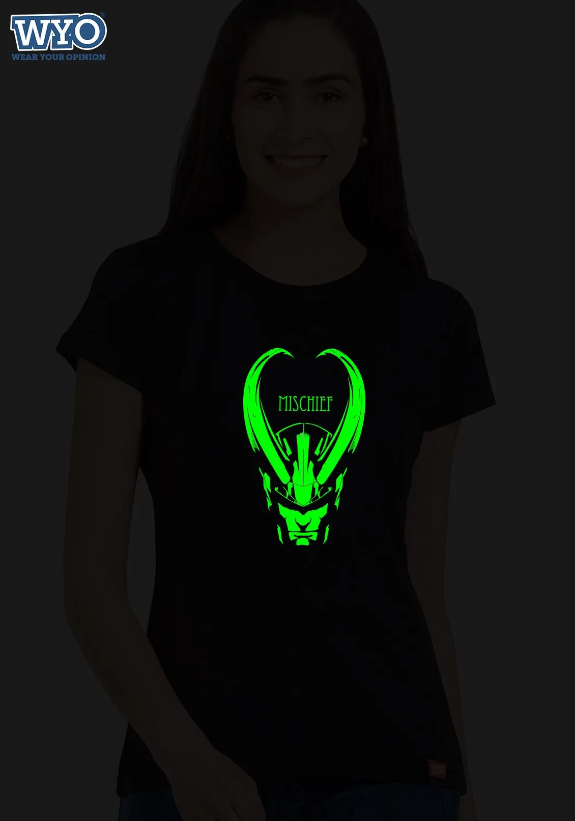 Women's Tshirt Master Of Mischief that Glows in the Dark