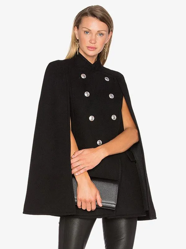 Wool poncho coat women cape outerwear.