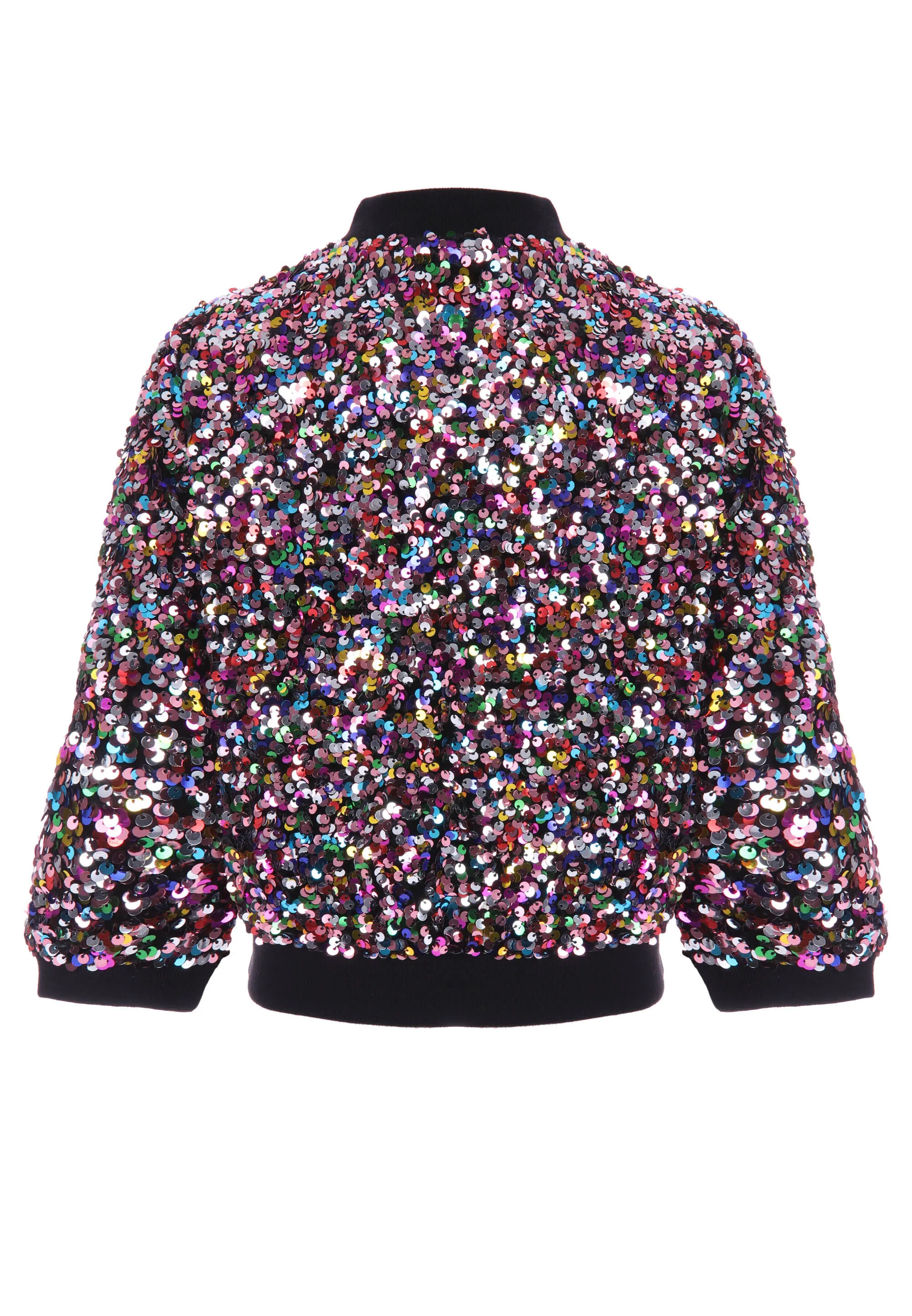 Black Sequin Bomber Jacket for Younger Girls